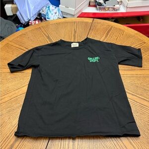 Gallery Dept Black Tee with Green Logo